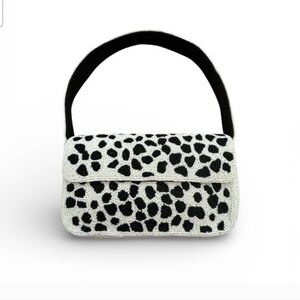 AMERICA & BEYOND Beaded Animal Print Mini Bag.black/white. NWOT